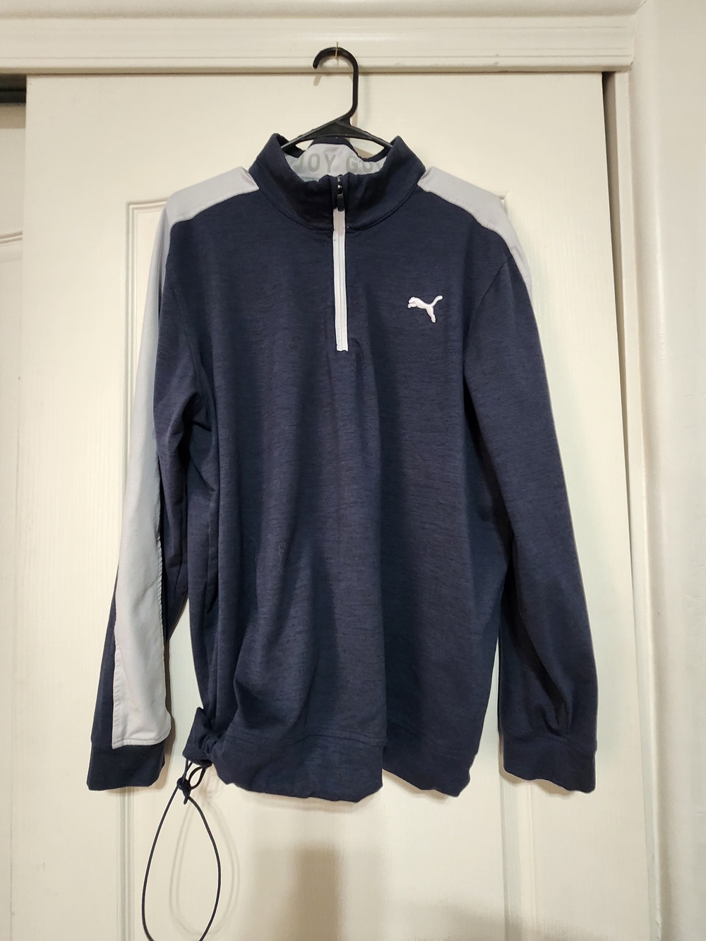 Puma Navy and White Athletic Half-Zip Pullover